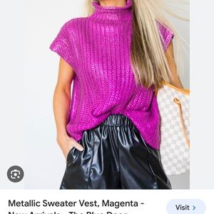 Metallic magenta sweater vest